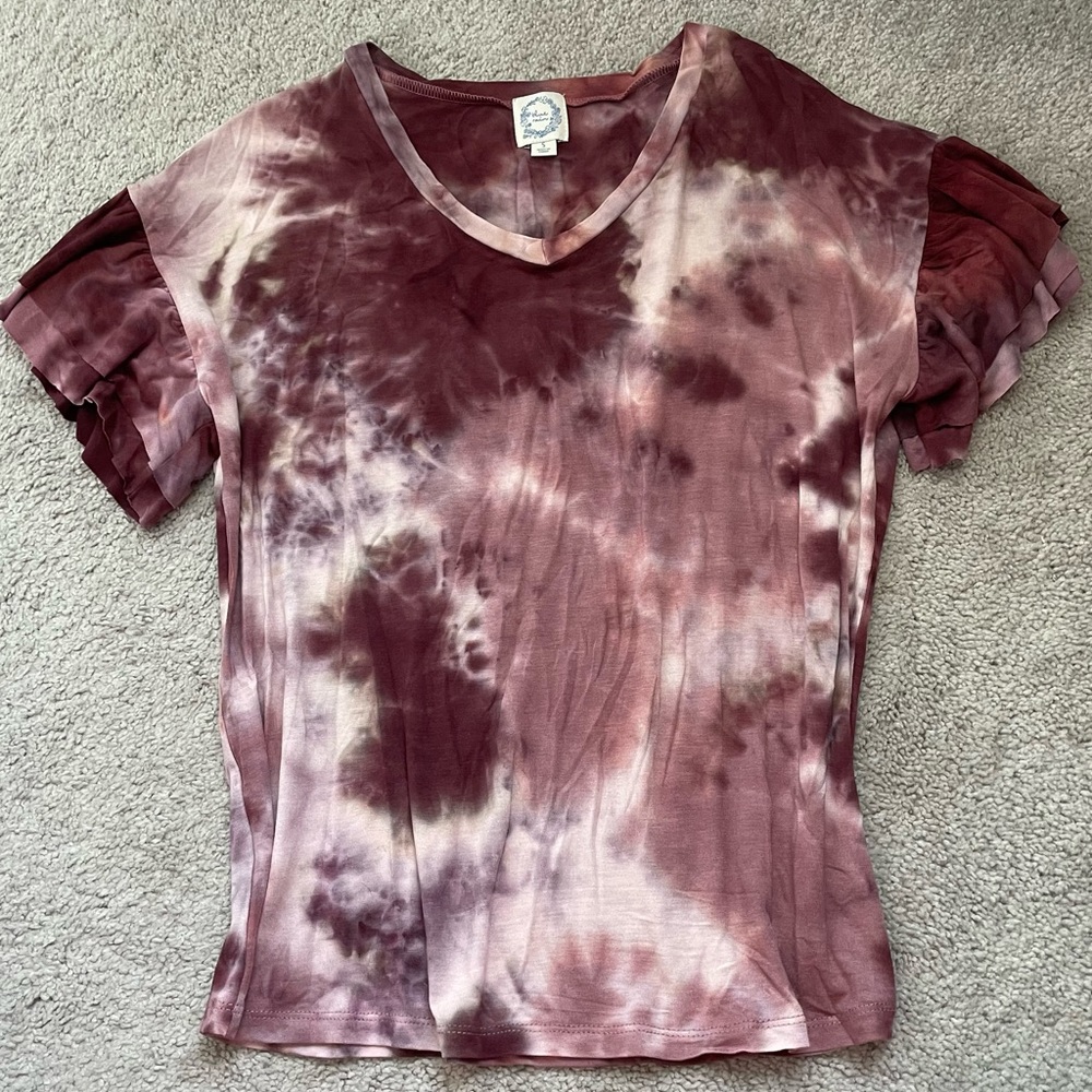 Blue rain short sleeve top Small